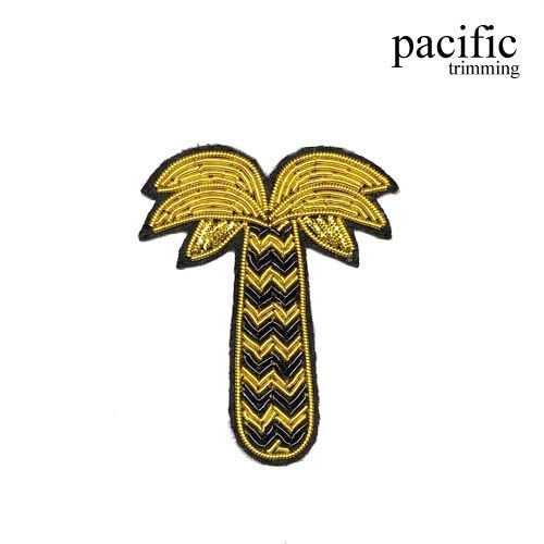 2 Inch Zari Embroidery Palm Tree Emblem Gold/BlackPatch