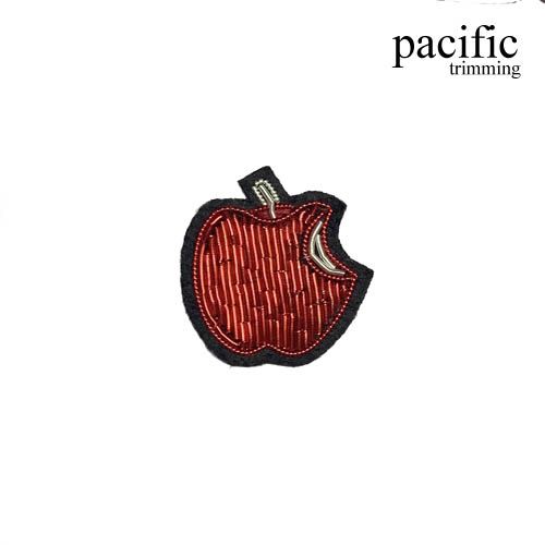1 Inch  Zari Embroidery Apple Emblem Patch Sew On Red