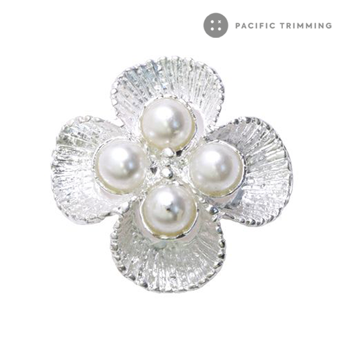 Flower Shape Faux Pearl Button 120200RS