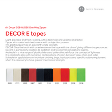 Load image into Gallery viewer, riri Decor E DE4 DE6 One Way Plastic Teeth Zipper Color Chart
