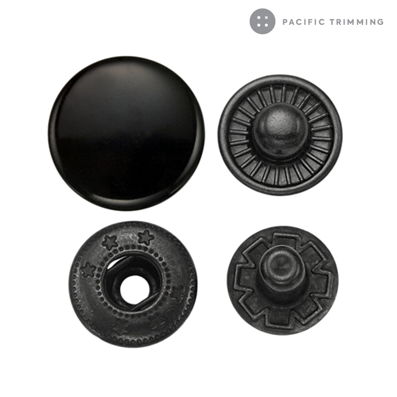 Premium Quality Standard Spring Snap Fastener Glossy Black (Enameled ...