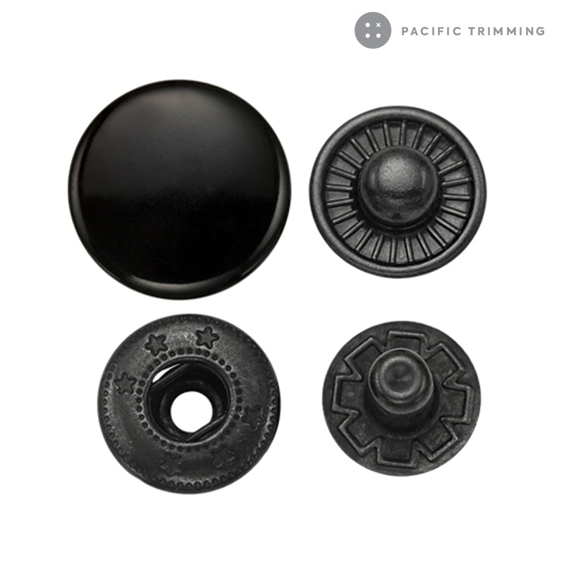 Premium Quality Standard Spring Snap Fastener Glossy Black (Enameled)