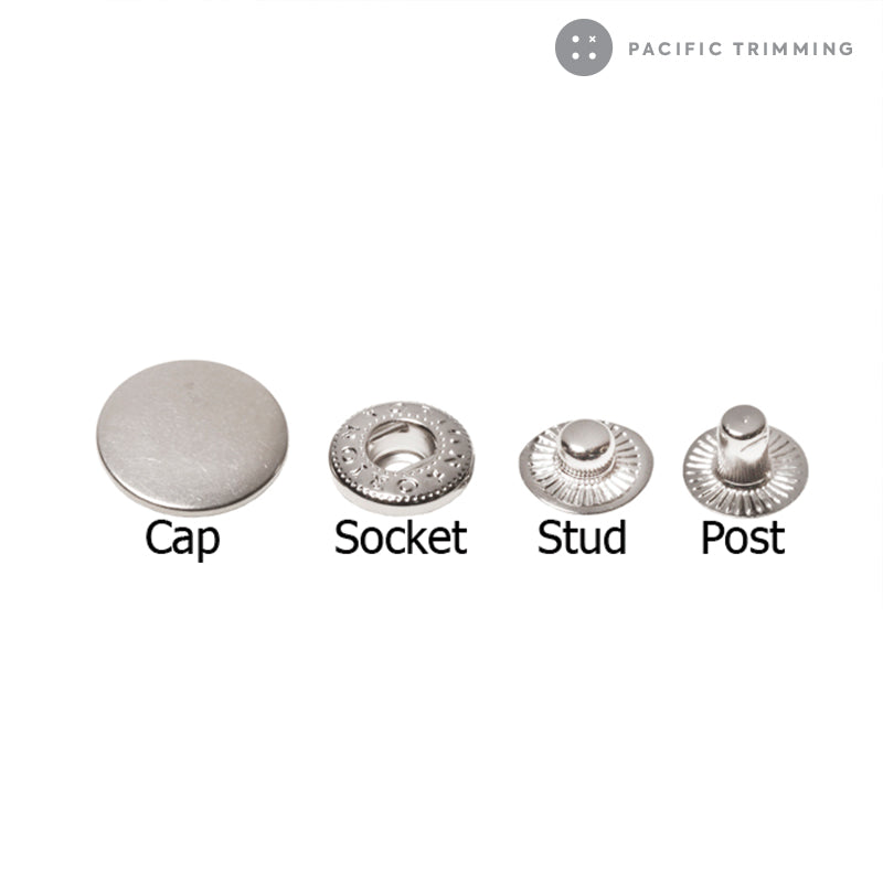 Premium Quality Standard Spring Snap Fastener Matte Silver - Pacific Trimming