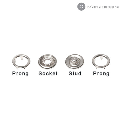 Premium Quality Standard Open Ring Prong Snap Fastener Gunmetal