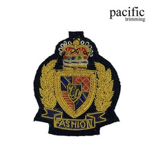 Load image into Gallery viewer, 3 Inch Zari Embroidery Fashion Club Emblem Badge Black/Gold
