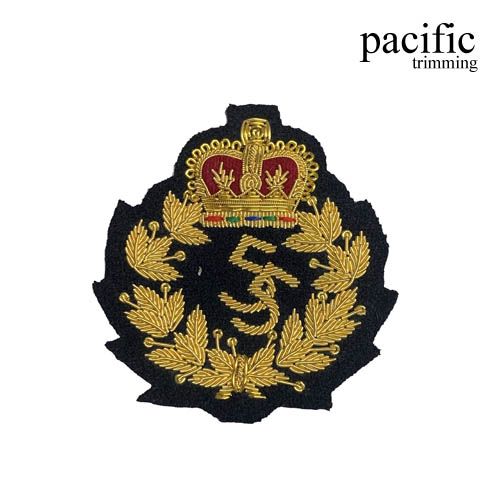 3 Inch  Zari Embroidery Royal Emblem Badge Black/Gold